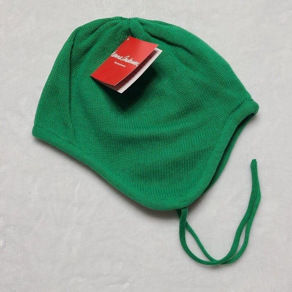 Hanna Andersson Green Knit Hat With Ties M Kids Beanie NWT - Picture 12 of 12